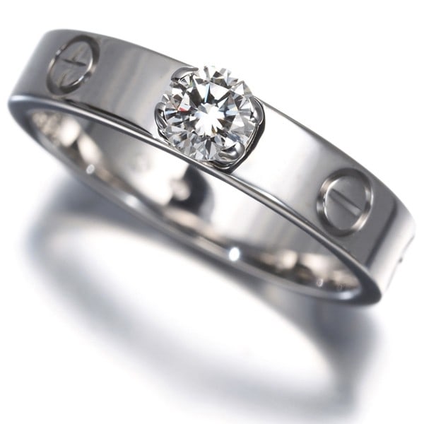 Cartier Ring Diamond 0.23Ct E Vs2 Vg Love Solitaire Eu49 18K Wg (1 of 7)