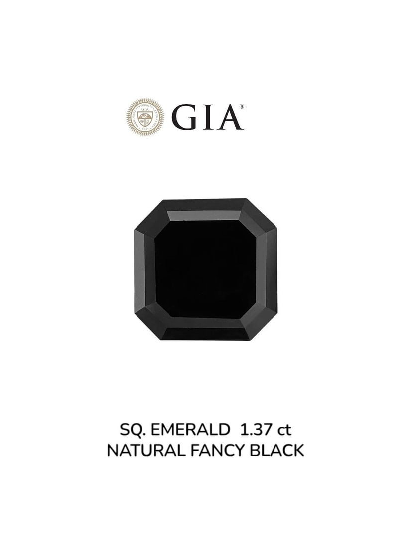 GIA Square Emerald 1.37ct Fancy Black VVS2 - Loose Natural Diamond: GIA Square Emerald 1.37ct Fancy Black VVS2 - Loose Natural Diamond 1.37ct Fancy Black VVS2 Emerald, certified by the Gemological Institute of America (GIA), boasts exceptional clarity and color
