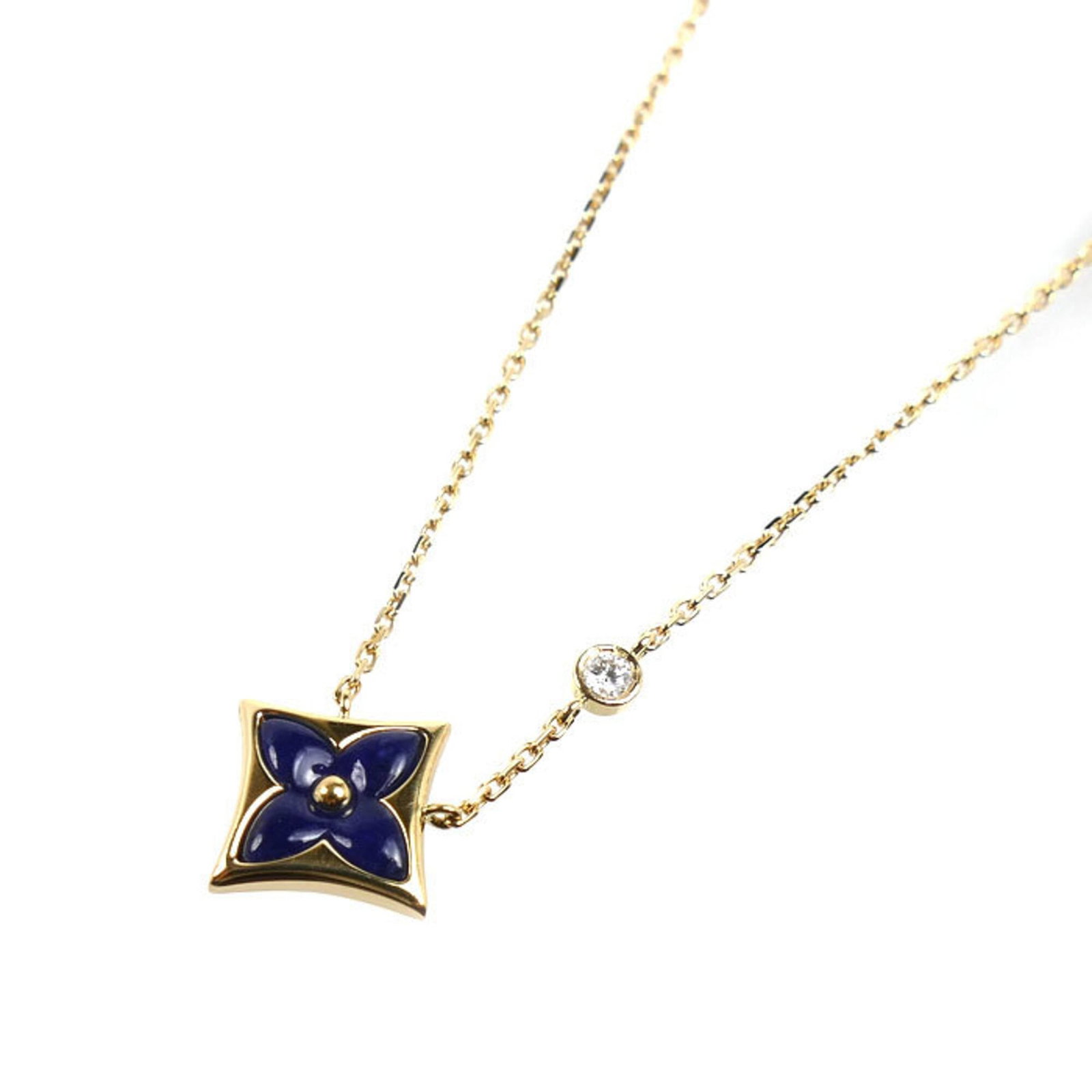 Louis Vuitton 18K Yellow Gold Star Blossom Bb Necklace Q03914 J53914 Diamond 3.9G 38.5Cm 40.5Cm: Louis Vuitton 18K Yellow Gold Star Blossom Bb Necklace Q03914 J53914 Diamond 3.9G 38.5Cm 40.5Cm 18K Yellow Gold Star Blossom Bb Necklace Features a Diamond Pendant. This Louis Vuitton necklace boasts
