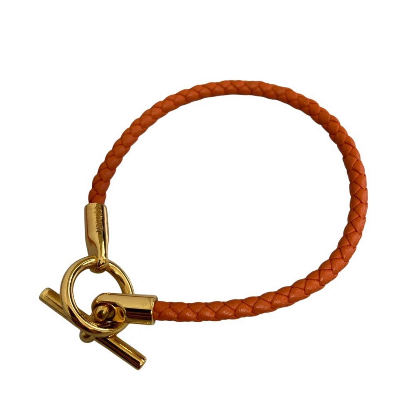 Hermes Charm Bracelet Leather: Hermes Charm Bracelet Leather Orange leather charm bracelet from Hermes, measuring 15.5cm in length with an additional 0.5cm extension, features the iconic brand's signature style. Made from high-qual