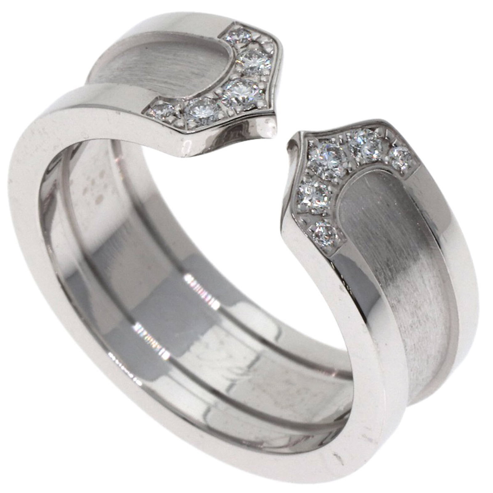 Cartier C2 Ring Sm Diamond #48 Ring 18K White Gold Women'S Cartier (1 of 9)