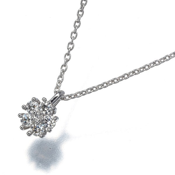Tasaki Necklace Diamond 0.08Ct Flower 5P 18K 750 White Gold (1 of 4)