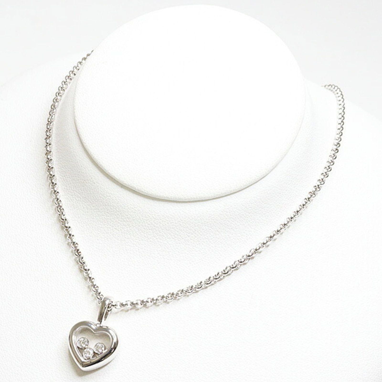 Chopard Happy Diamonds Heart Necklace 750Wg (White Gold) And 18Kwg Gold) 3-Piece Set Polished.: Chopard Happy Diamonds Heart Necklace 750Wg (White Gold) And 18Kwg Gold) 3-Piece Set Polished. Chopard's iconic Happy Diamonds collection shines in this elegant heart-shaped necklace, set in both whit