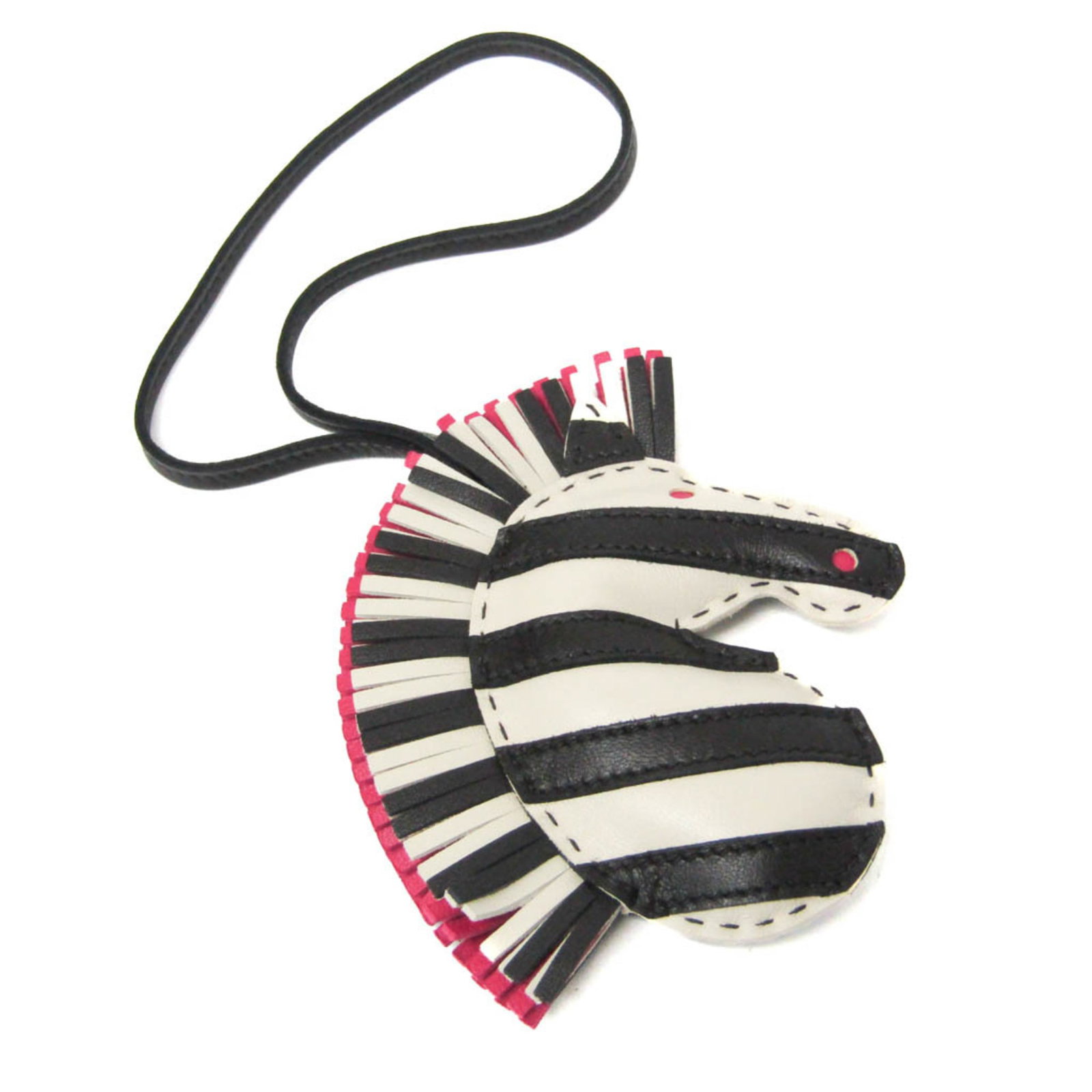Agneau Handbag Charm Hermes: Agneau Handbag Charm Hermes Agneau Handbag Charm by Hermes features a sleek design in black, ivory, and pink hues. The Milo material adds a touch of elegance to this stylish charm, measuring 105mm x 3