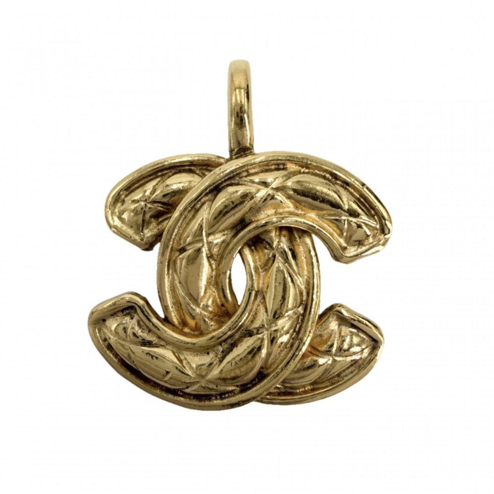 Chanel Pendant Top For Women Matelass Design Coco Mark Chanel Gp Gold Approximately 10.0G: Chanel Pendant Top For Women Matelass Design Coco Mark Chanel Gp Gold Approximately 10.0G Gold plated Chanel pendant with matelass design, approximately 10.0G, bears a signature. The pendant measures 