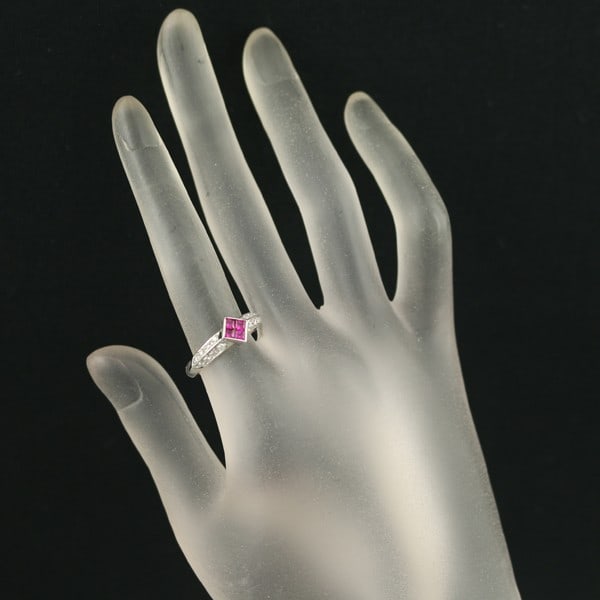 Ruby 0.31Ct Diamond 0.20Ct Ring 900 Platinum - 7