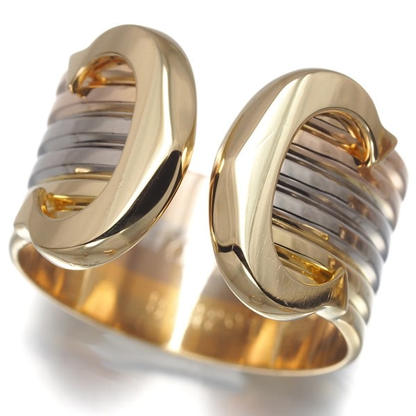 Cartier Ring 2C Double C C2 3Color Lm Eu53 18K Yg/ Wg/ Rg: Cartier Ring 2C Double C C2 3Color Lm Eu53 18K Yg/ Wg/ Rg Multi-Tone Gold Double C de Cartier Ring, EU53 Size. This 18k yellow and white gold ring features the iconic Double C design from Cartier's pr