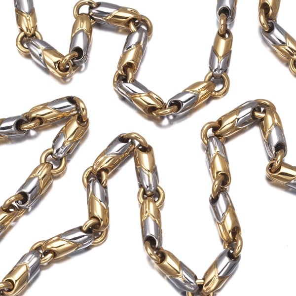 Bvlgari Chain Necklace Passodopio 750 Yellow Gold Stainless Steel: Bvlgari Chain Necklace Passodopio 750 Yellow Gold Stainless Steel Chain necklace from the Passodopio collection by BVLGARI, crafted in 18k yellow gold and stainless steel. This elegant piece features 