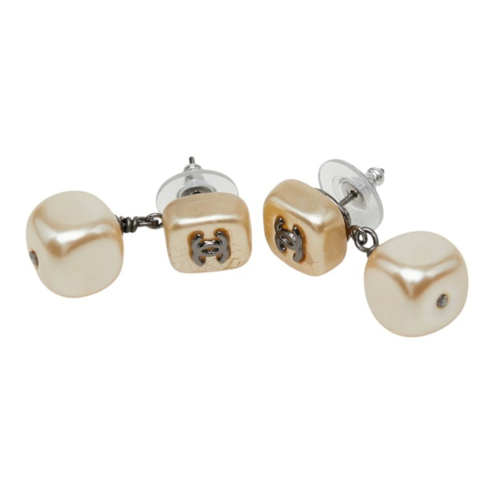 Stud earrings by Chanel: Stud earrings by Chanel Stud earrings by Chanel, featuring a sleek gold design with precise dimensions at 31.70mm x 11.70mm / 1.25'' x 0.46''. These stud earrings showcase the iconic style and craftsm