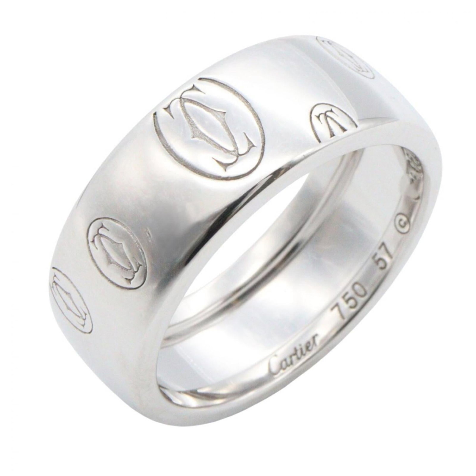 White Gold Band Ring by Cartier 18K: White Gold Band Ring by Cartier 18K White Gold Band Ring by Cartier 18K features a sleek design in 18K white gold, available in US size 8. This elegant band ring showcases the luxury and sophisticatio