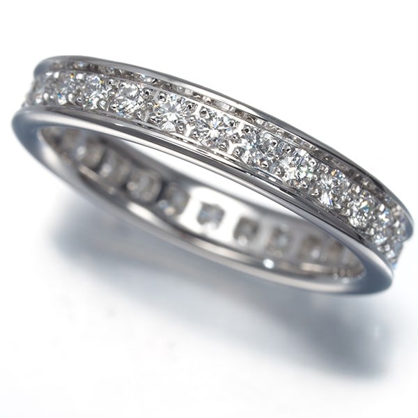 Diamond Ballerine Wedding Ring Full Eternity Cartier 18K Eu49 Wg: Diamond Ballerine Wedding Ring Full Eternity Cartier 18K Eu49 Wg 18k White Gold Ballerine Diamond Ring from Cartier, featuring a natural diamond and EU49 ring size. This elegant full eternity design s