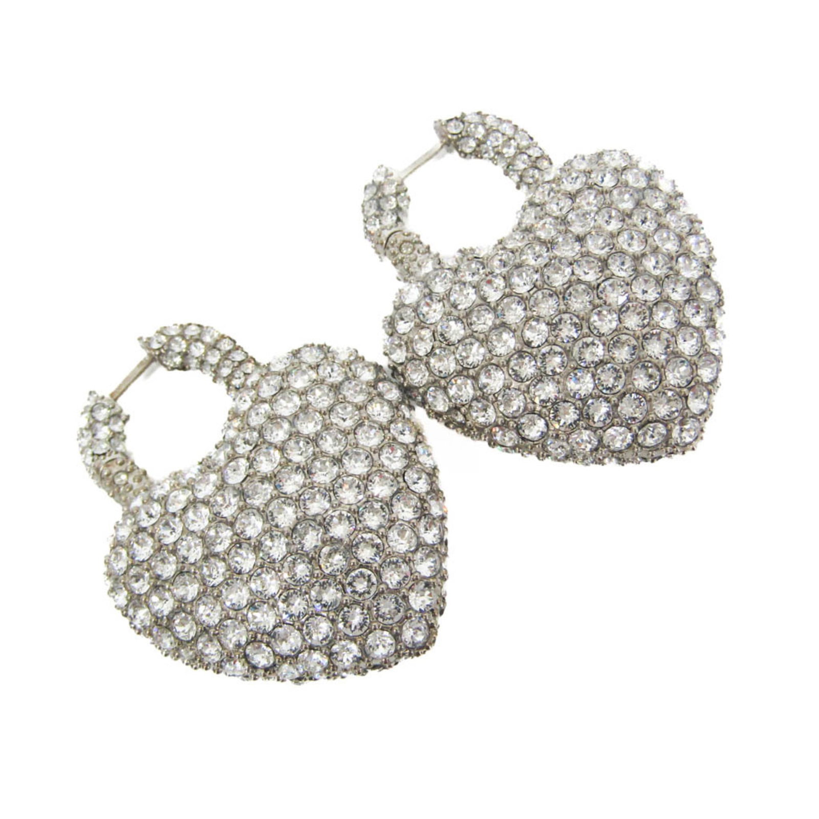 Balenciaga Drop Earrings Aluminum Rhinestone: Balenciaga Drop Earrings Aluminum Rhinestone Aluminum, rhinestone drop earrings in silver from Balenciaga feature a heart-shaped design with a size of H40 x W40mm. The earrings are made with aluminum 