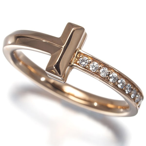 Tiffany&Co. Ring Diamond 0.08Ct Tiffany T1 Us6-6.25 18K 750 Rose Gold: Tiffany&Co. Ring Diamond 0.08Ct Tiffany T1 Us6-6.25 18K 750 Rose Gold Rose gold Tiffany & Co. ring featuring a natural diamond, weighing 0.08ct, set in an 18k rose gold band with a US6-6.25 size and d