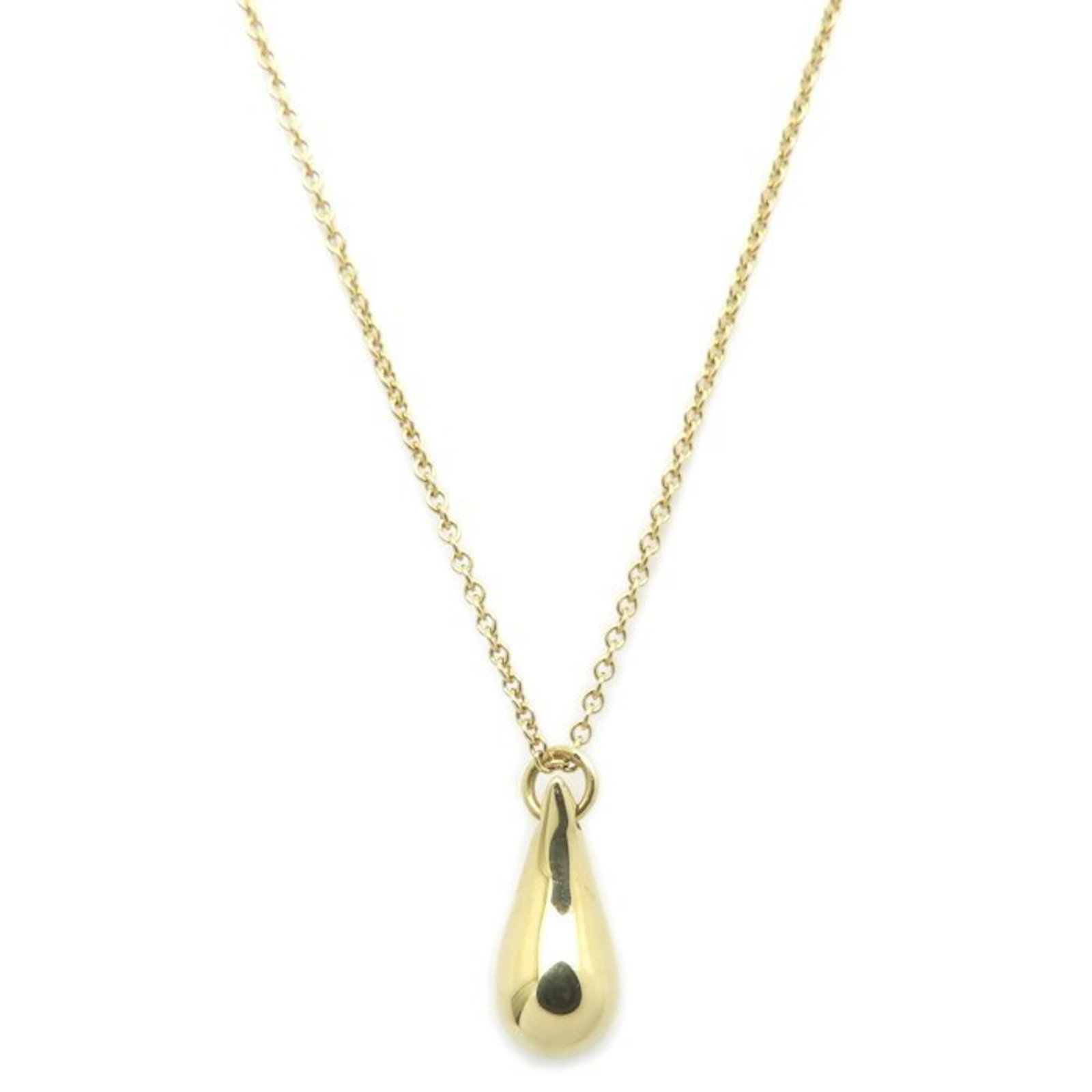 Women's 18K yellow gold teardrop necklace by Elsa Peretti Tiffany & Co.: Women's 18K yellow gold teardrop necklace by Elsa Peretti Tiffany & Co. 18K yellow gold teardrop necklace by Elsa Peretti for Tiffany & Co. features a striking pendant with dimensions 12.6mm x 5.7mm, 