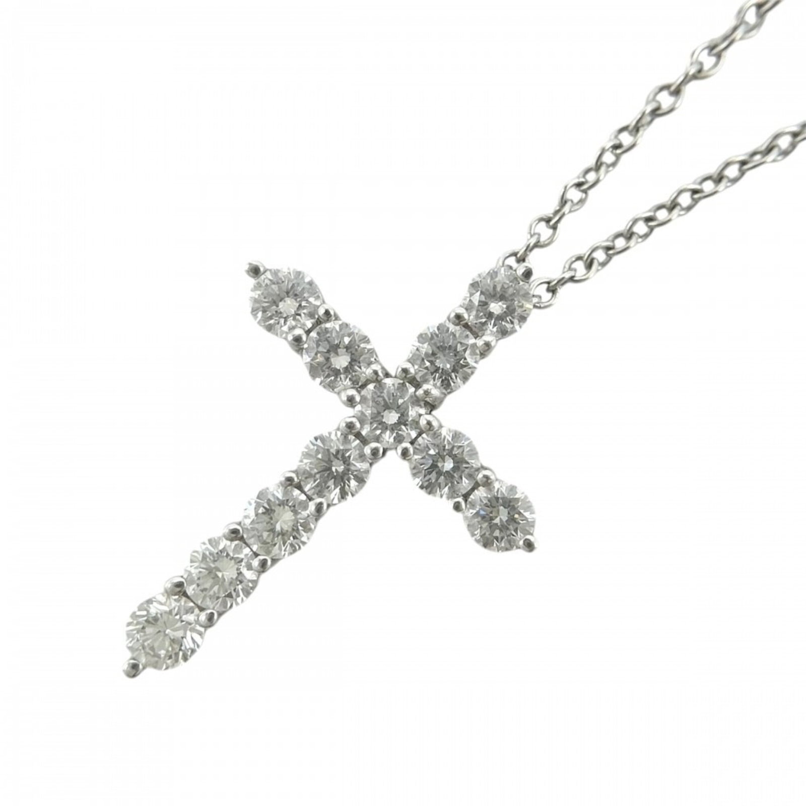 Tiffany & Co. Women'S Cross Pendant Necklace Small Accessory Platinum 950 Diamond Approx. 3.3G: Tiffany & Co. Women'S Cross Pendant Necklace Small Accessory Platinum 950 Diamond Approx. 3.3G Tiffany & Co.'s iconic women's cross pendant necklace boasts a stunning platinum setting, adorned with an