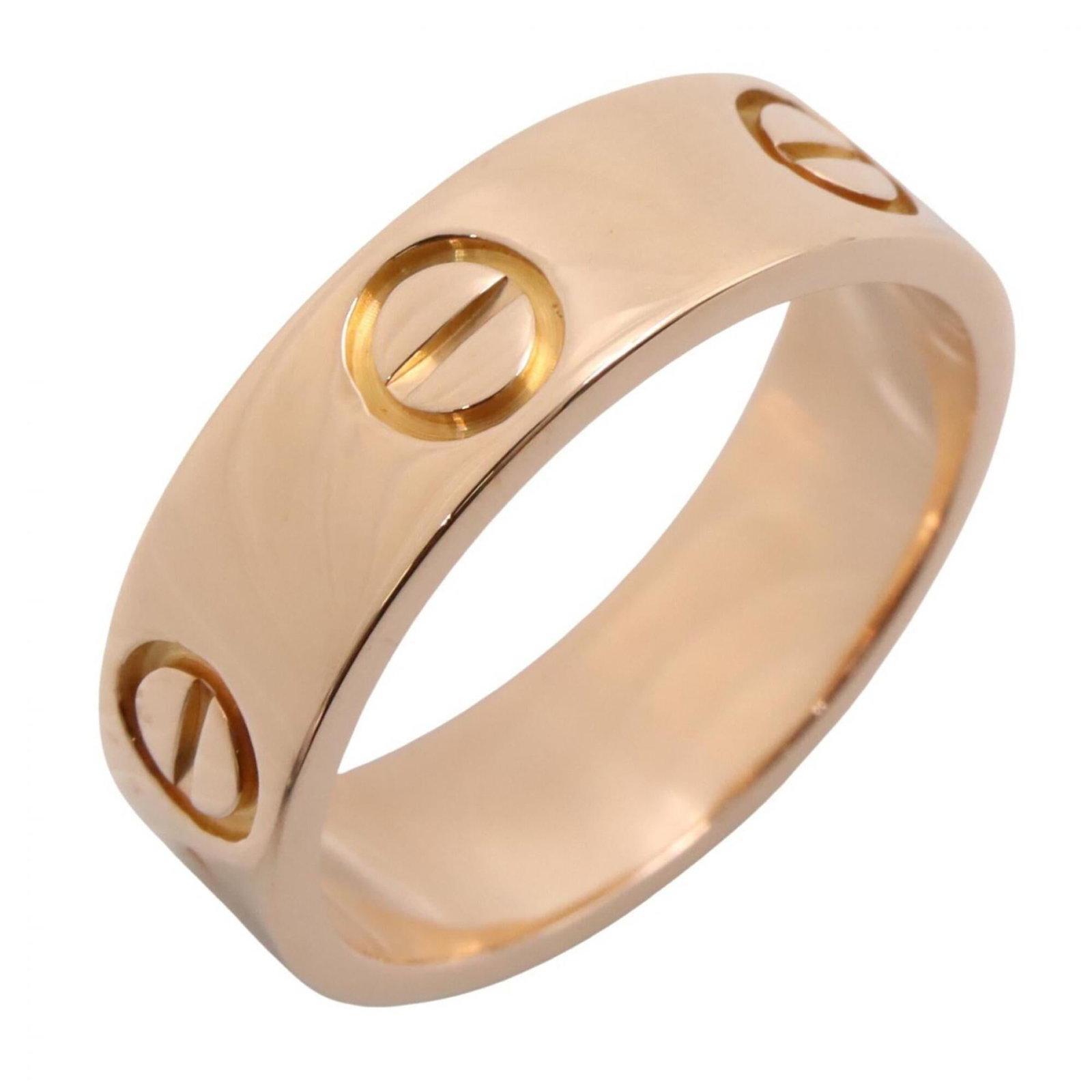 Pink Gold Cartier Ring Band: Pink Gold Cartier Ring Band Pink gold Cartier ring band, crafted from 18K pink gold, features a classic design with a subtle elegance. This US size 5.5 band adds a touch of sophistication to any outfi