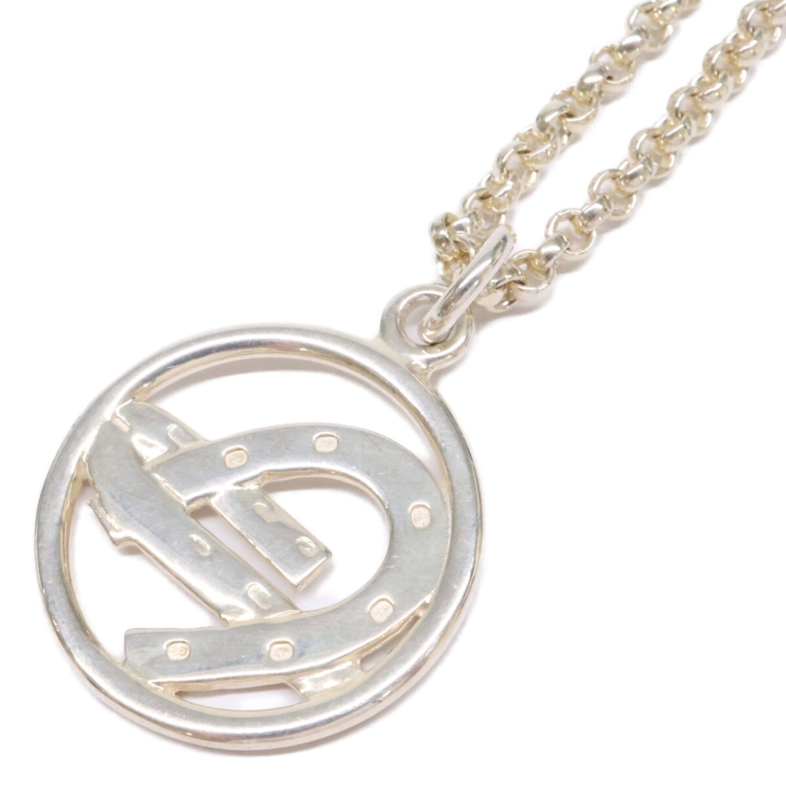 Hermes 925 Horseshoe Pendant Necklace Silver Women'S (1 of 10)
