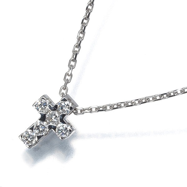 Van Cleef & Arpels Necklace Diamond Mini Croix Cross 18K 750 White Gold: Van Cleef & Arpels Necklace Diamond Mini Croix Cross 18K 750 White Gold Van Cleef & Arpels' Mini Croix Cross necklace showcases an exquisite 18k white gold pendant adorned with a natural diamond, care
