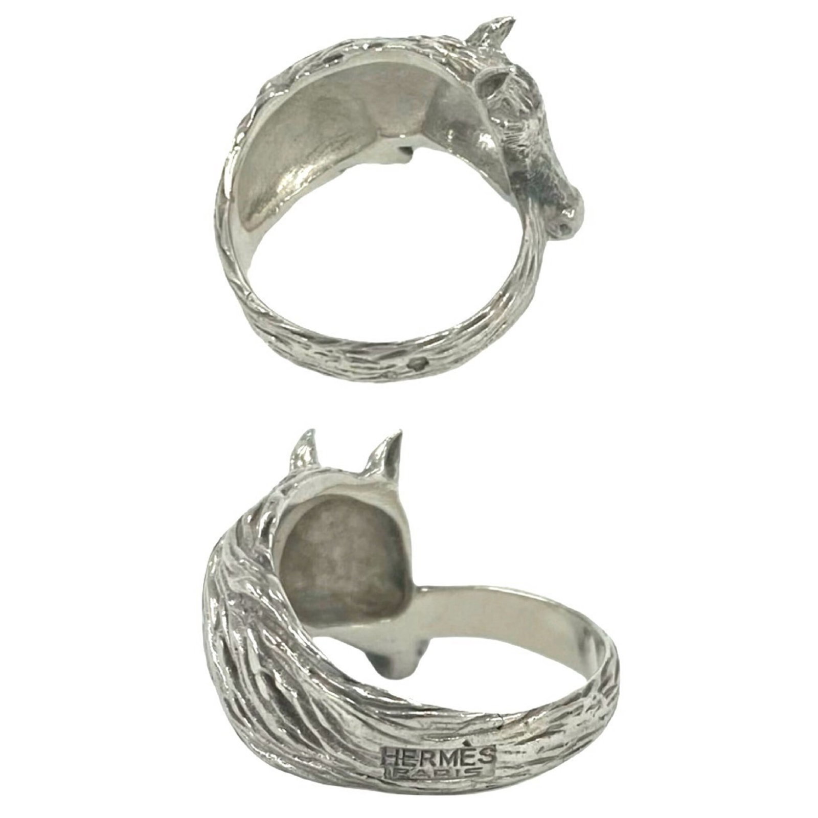 Silver ring band Hermes - 3