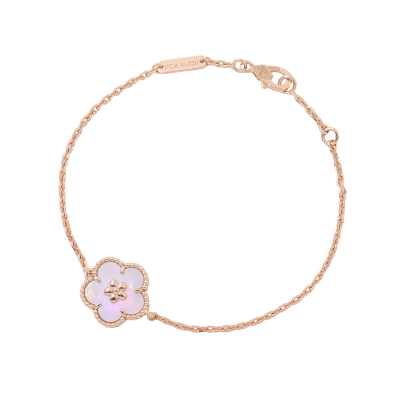 Van Cleef & Arpels Charm Bracelet Pink Gold (18K): Van Cleef & Arpels Charm Bracelet Pink Gold (18K) Pink gold (18K) charm bracelet from Van Cleef & Arpels, featuring a delicate 16.5cm length. This elegant piece showcases the brand's signature style a