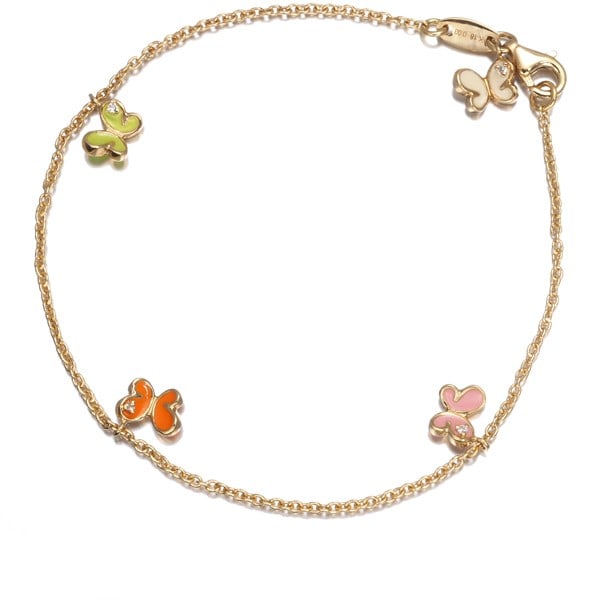 Star Jewelry Bracelet Diamond 0.03Ct Butterfly 4P 18K Yg/ Enamel: Star Jewelry Bracelet Diamond 0.03Ct Butterfly 4P 18K Yg/ Enamel Yellow gold 18K 750 purity, this 2.8g Star Jewelry Butterfly Diamond Bracelet features a 0.03ct diamond with a 4P clarity grade and a n