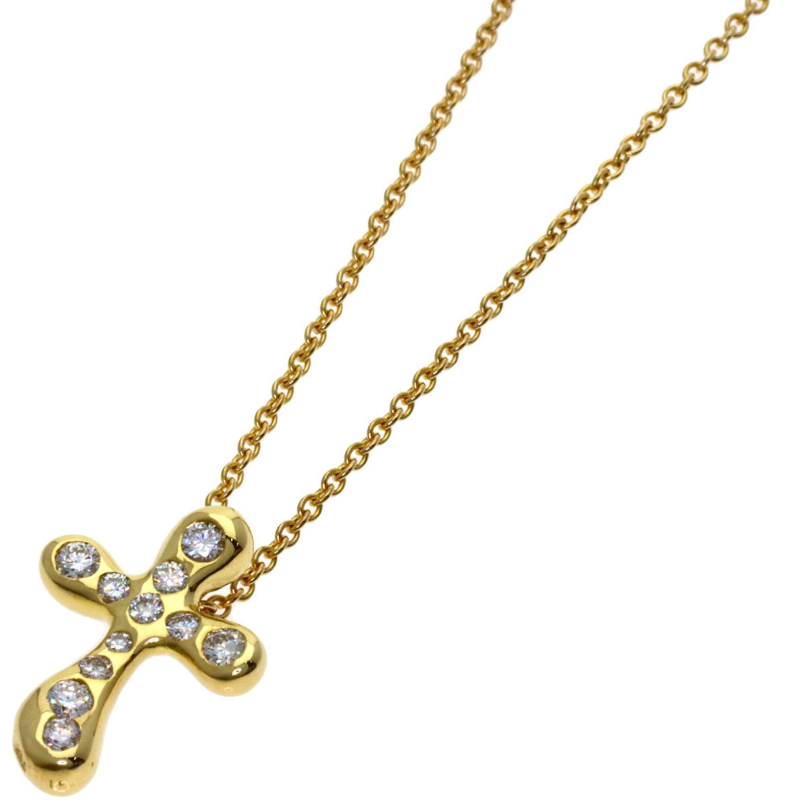 Tiffany & Co. Small Cross Diamond Necklace 18K Yellow Gold Women'S.: Tiffany & Co. Small Cross Diamond Necklace 18K Yellow Gold Women'S. Tiffany & Co. Small Cross Diamond Necklace 18K Yellow Gold Women'S.The Tiffany & Co. Small Cross Diamond Necklace boasts a delicate 