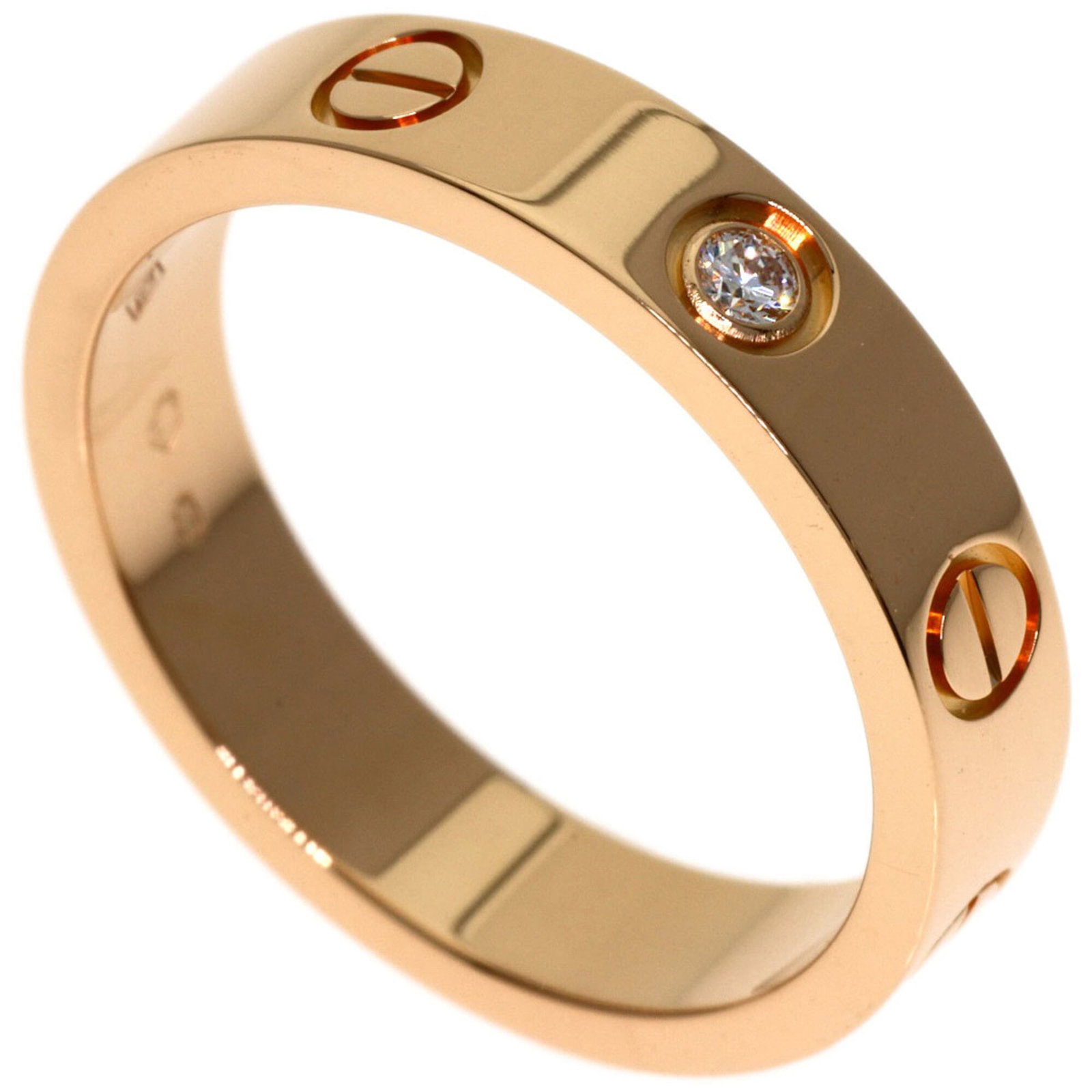 Pink Gold Cartier Ring Band: Pink Gold Cartier Ring Band Pink Gold Cartier Ring Band - A stunning 18K pink gold band featuring a diamond stone, crafted to add elegance and sophistication to any outfit. Measuring 5.5 in US size wi