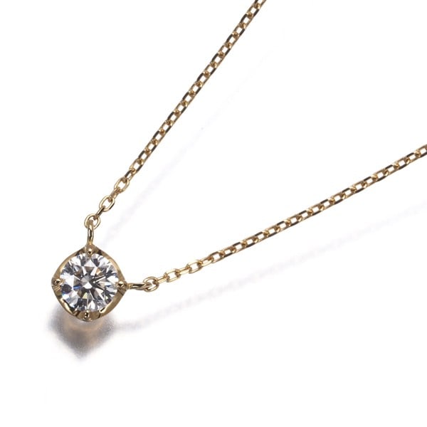 Diamond Necklace 18K 750 Yellow Gold: Diamond Necklace 18K 750 Yellow Gold 18k Yellow Gold Diamond Pendant Necklace. This 1.2g necklace features a natural diamond pendant, approximately 3.4mm in diameter and weighing around 0.1ct, suspend