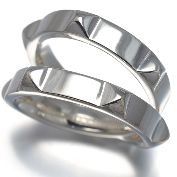 Hermes Ring Clou D'H 2-Row Eu53 925 Sterling Silver: Hermes Ring Clou D'H 2-Row Eu53 925 Sterling Silver Sterling silver Clou d'H ring from HERMES, featuring a sleek 2-row design with a width of 13.5mm and a base shank of 4.2mm, crafted to fit EU53 size