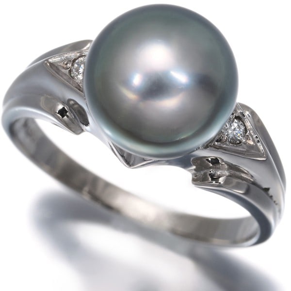 Mikimoto Ring Black South Sea Pearl Diamond Solitaire Us6-6.25 Pt 900: Mikimoto Ring Black South Sea Pearl Diamond Solitaire Us6-6.25 Pt 900 Platinum ring featuring a stunning South Sea pearl, approximately 9.3mm in size, set solitarily on a platinum band with a 2.0mm ba