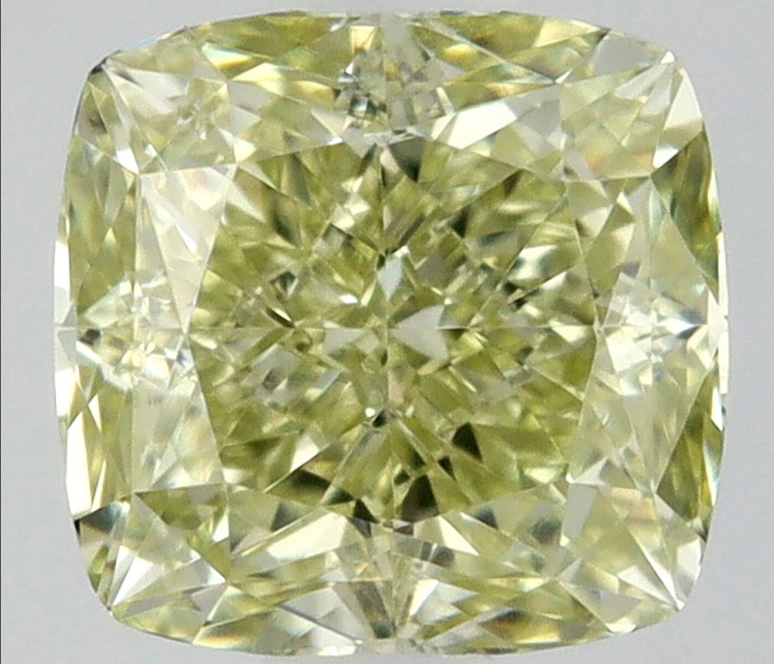 GIA Cushion Modified 0.51ct Fancy Greenish Yellow VVS2 - Loose Natural Diamond: GIA Cushion Modified 0.51ct Fancy Greenish Yellow VVS2 - Loose Natural Diamond The GIA-certified, cushion-cut 0.51ct Fancy Greenish Yellow VVS2 diamond boasts exceptional clarity and color, making it 