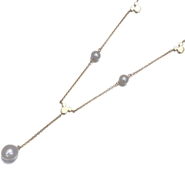 Mikimoto Perlita Necklace Station Disney 18K 750 Yellow Gold: Mikimoto Perlita Necklace Station Disney 18K 750 Yellow Gold 18k yellow gold Mikimoto Perlita Necklace Station shines with its unique Y-drop design, featuring a freshwater pearl approximately 4.5 - 7.