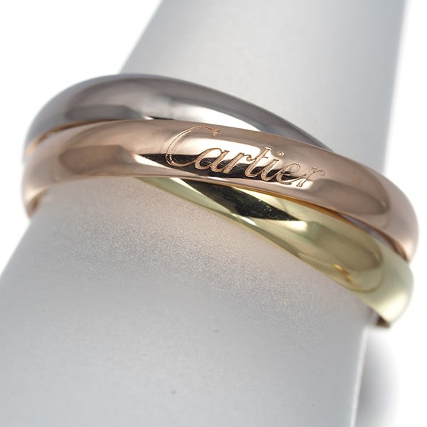 Cartier Ring Trinity 3Color Sm Eu49 18K 750 Yellow White Rose Gold: Cartier Ring Trinity 3Color Sm Eu49 18K 750 Yellow White Rose Gold Cartier Ring Trinity in Multi-Tone Gold - A unique and elegant design featuring three colors of gold, including yellow, white, and