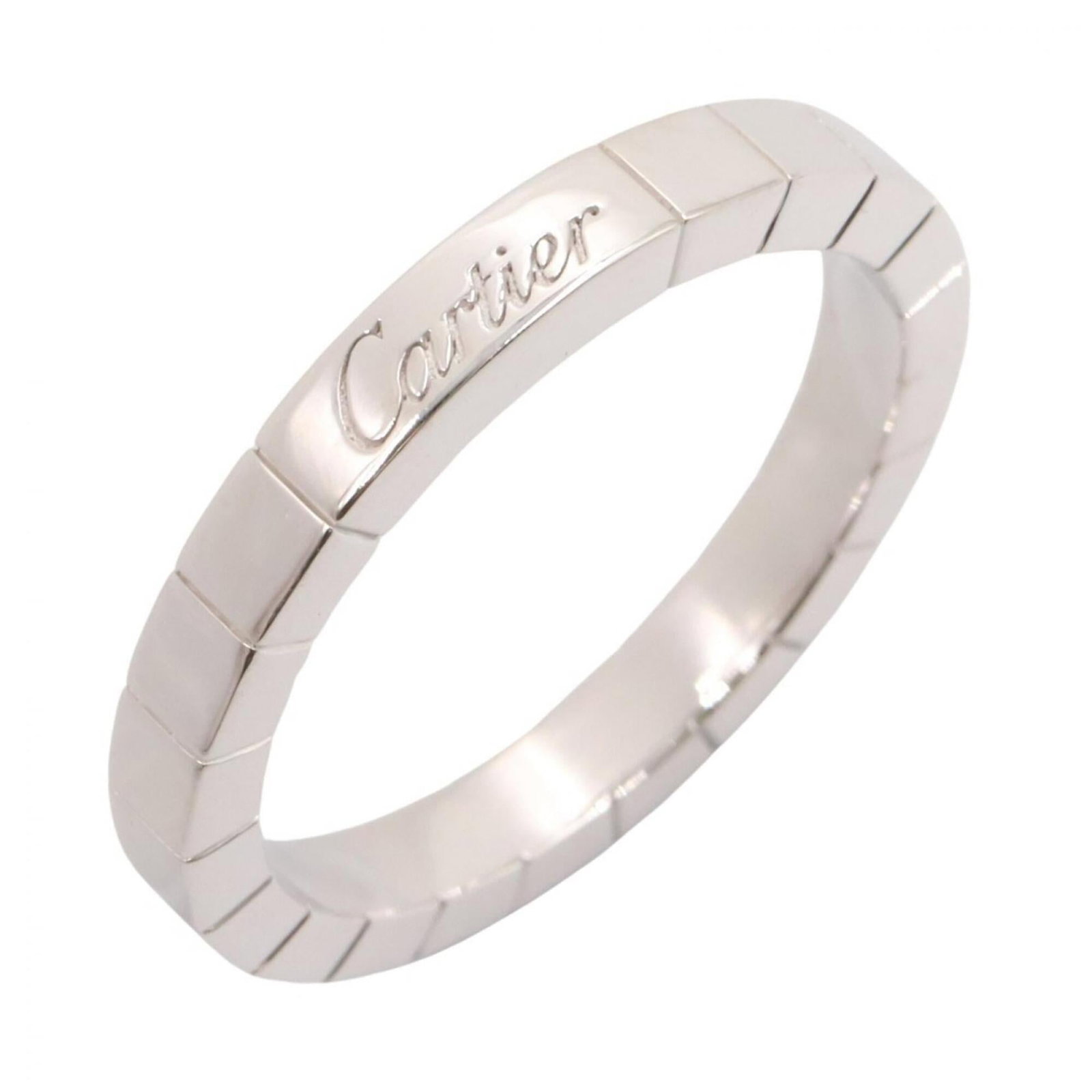 White Gold Band Ring by Cartier 18K: White Gold Band Ring by Cartier 18K White Gold Band Ring by Cartier 18K features a sleek design made from high-quality white gold (18K). This stylish band ring is available in US size 9 and boasts the