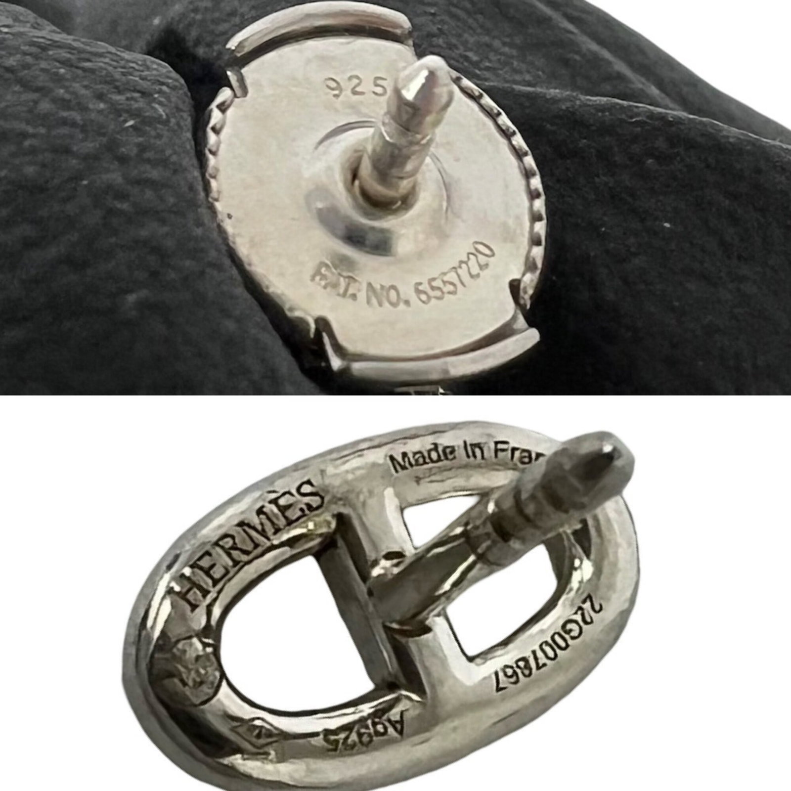 Hermes Stud Silver 925 Earrings - 3
