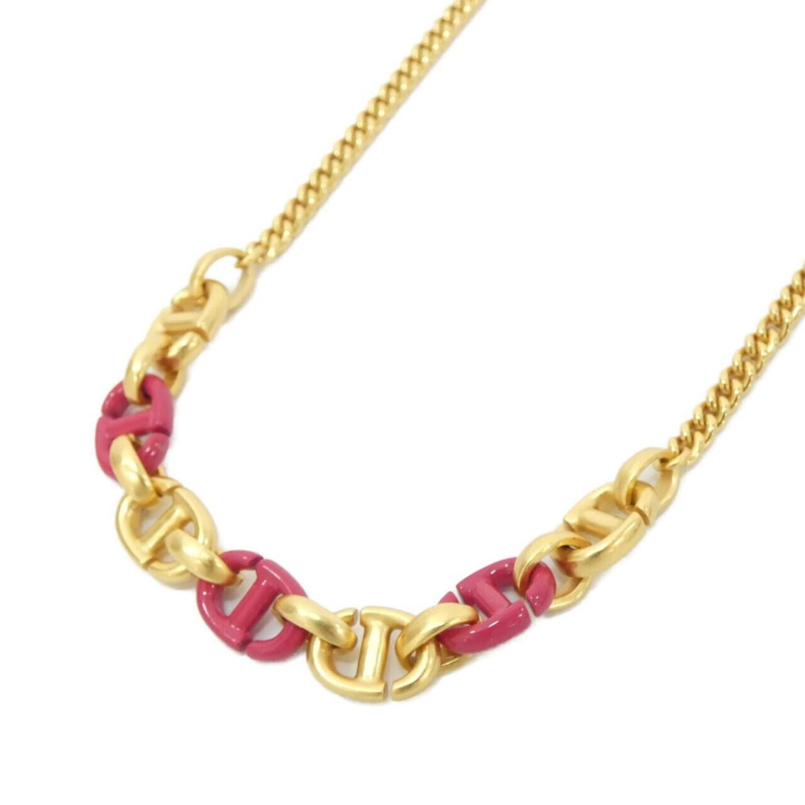 Christian Dior Necklace N1461Cdnlq: Christian Dior Necklace N1461Cdnlq Gold and pink hues blend together in this elegant Christian Dior necklace, featuring a striking design that adds a touch of sophistication to any outfit. Measuring b