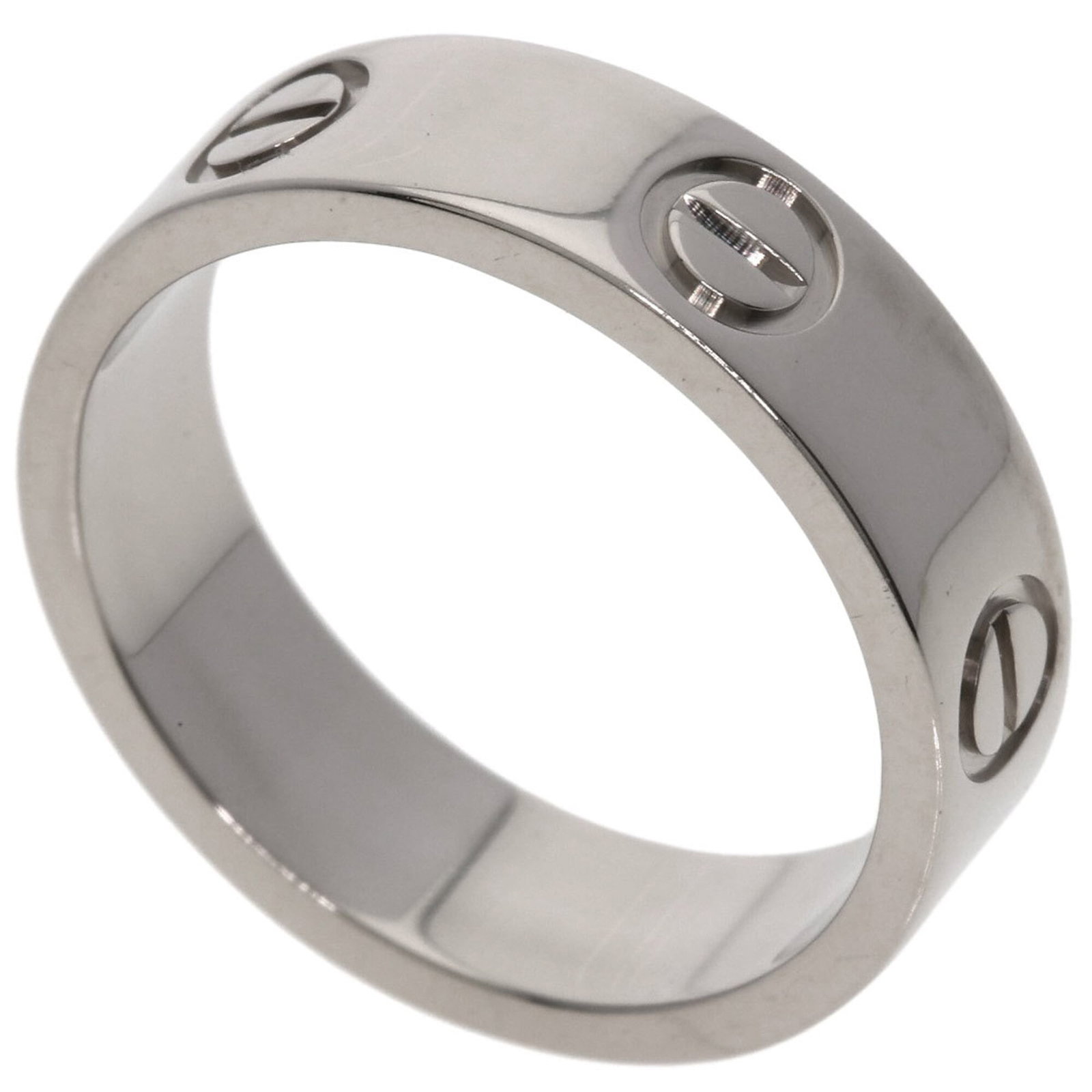 Ring Cartier Band: Ring Cartier Band Cartier's iconic Love band ring boasts elegant simplicity with its 18K white gold construction, featuring a slender profile and precise weight. The ring's US size 7 fits comfortably,