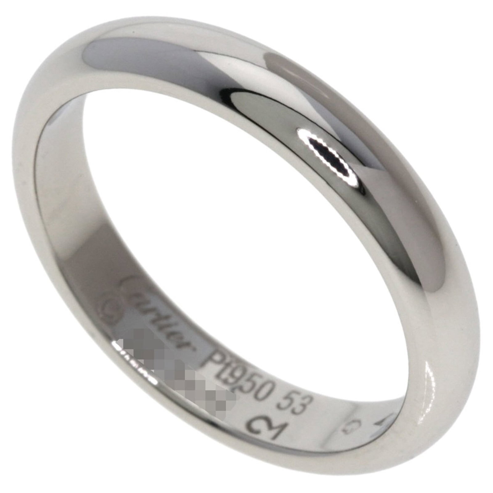 Platinum 950 Cartier Band Ring: Platinum 950 Cartier Band Ring Platinum 950 Cartier Band Ring features a high-quality platinum construction, with a US size 6.5 band suitable for women's fingers. This elegant ring showcases the signa