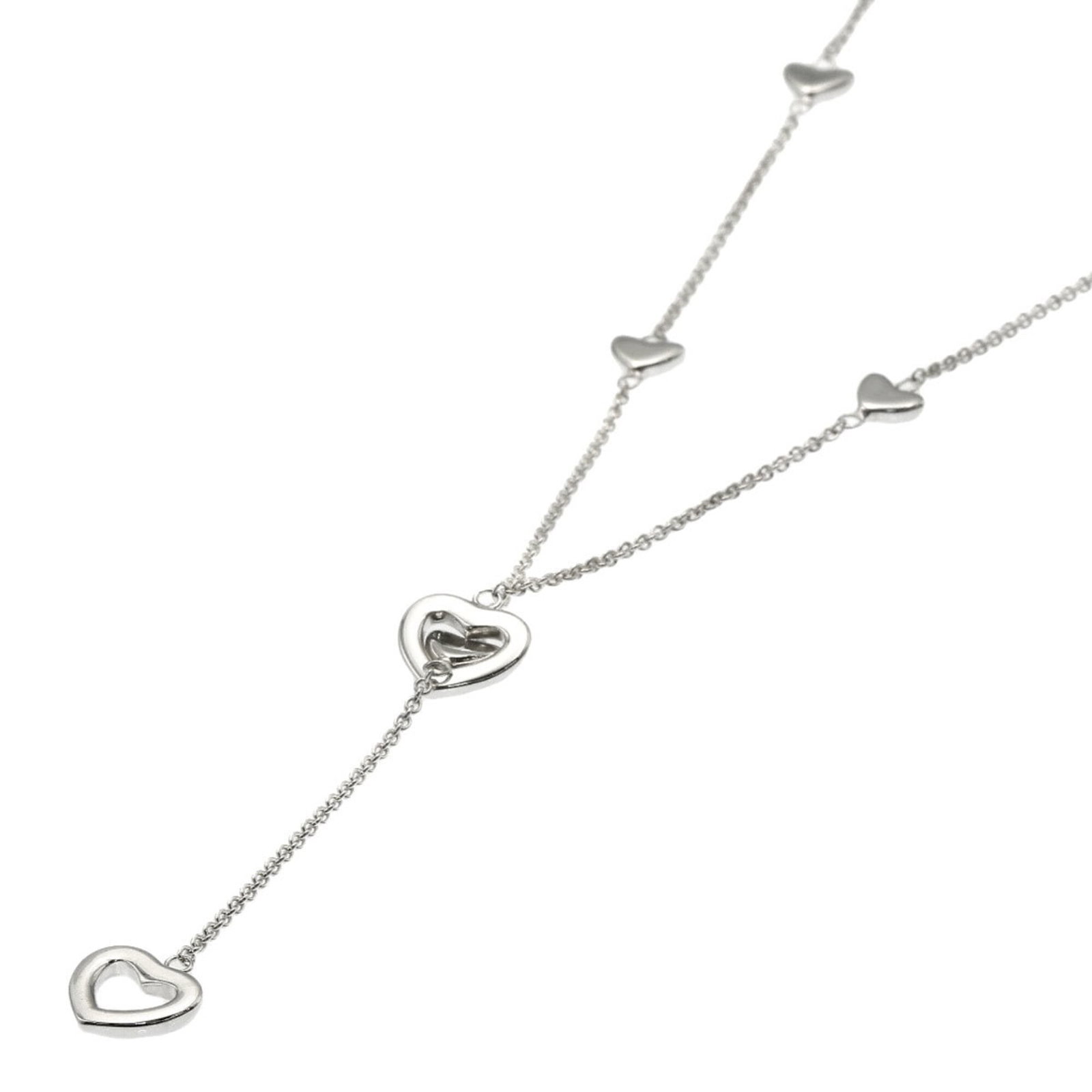 Women's Silver Necklace Heart Lariat Link Tiffany: Women's Silver Necklace Heart Lariat Link Tiffany Silver necklace with heart pendant, part of Tiffany's collection, features a lariat link design. The necklace is made from silver and has a circumfere
