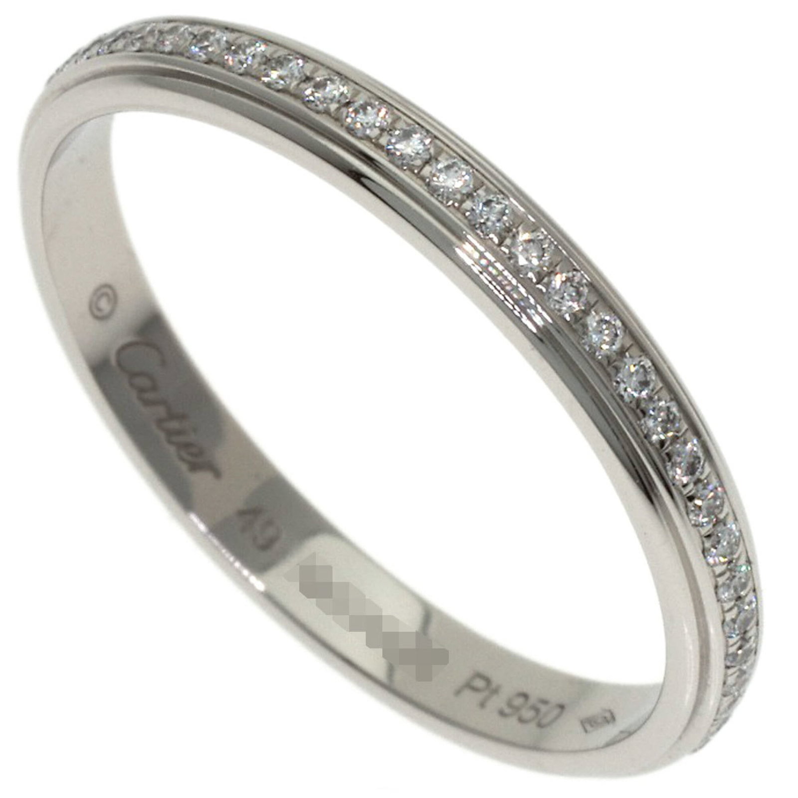 Platinum 950 Cartier Band Ring: Platinum 950 Cartier Band Ring Platinum 950 Cartier Band Ring features a diamond stone and is available in US size 5. Made from high-quality platinum, this elegant ring showcases the luxury of Cartier