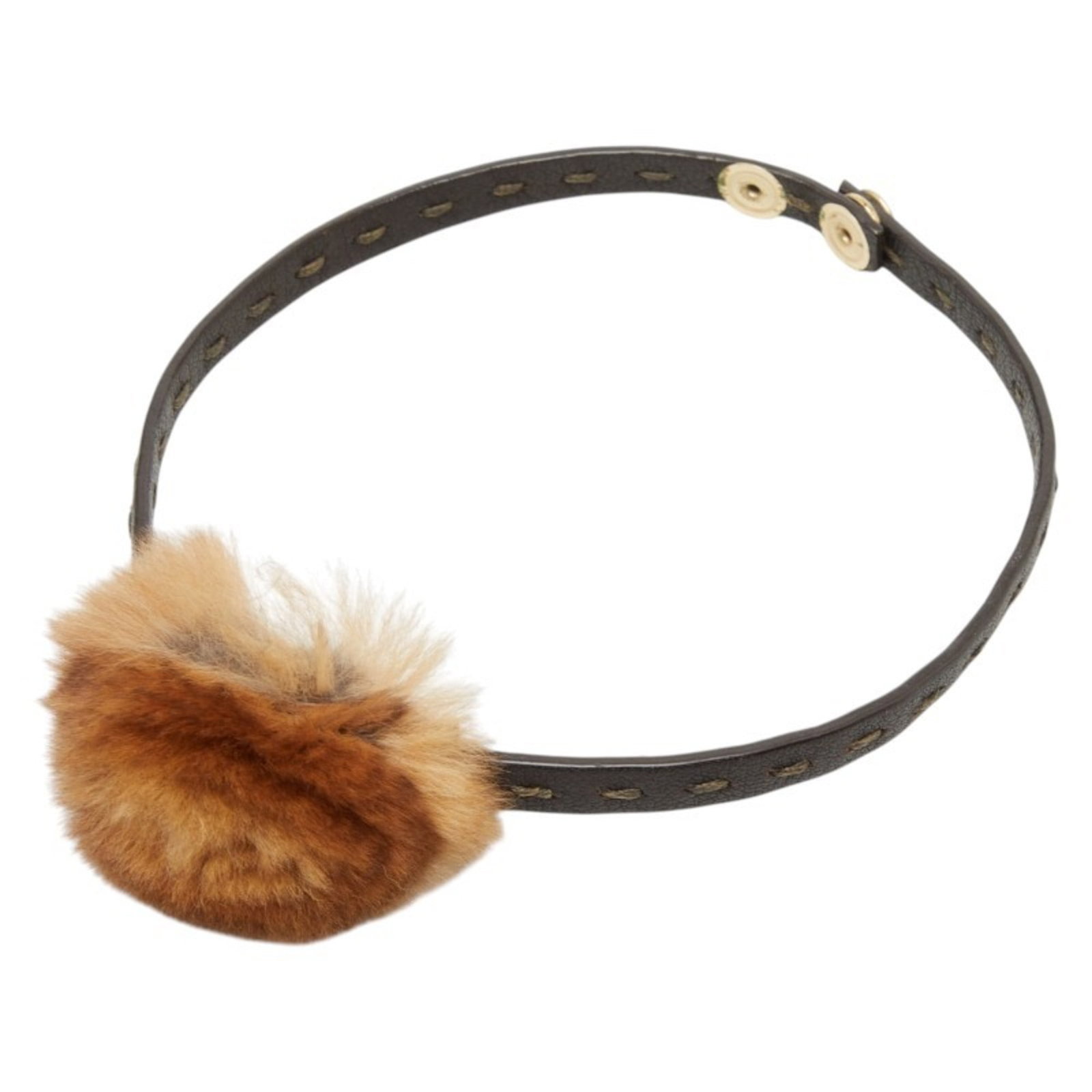Brown leather fur women necklace choker fendi: Brown leather fur women necklace choker fendi Brown leather fur Fendi women's choker necklace with a brown color and adjustable neck circumference of 37 cm. This luxurious piece features high-quality 