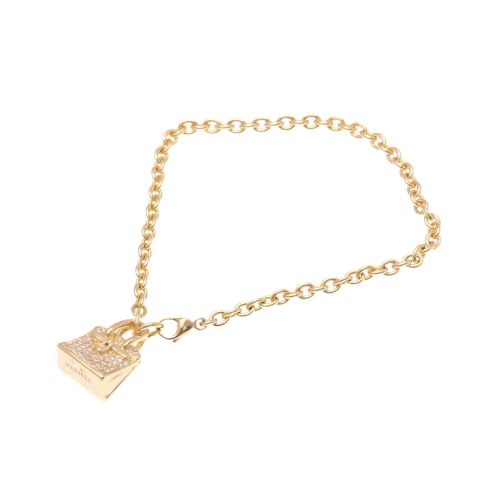 Pink Gold Charm 18k Hermes: Pink Gold Charm 18k Hermes Pink Gold Charm 18k Hermes features an elegant pink gold (18K) design with a diamond accent, showcasing the iconic Amulettes Kelly style. Measuring 16cm in length, this char