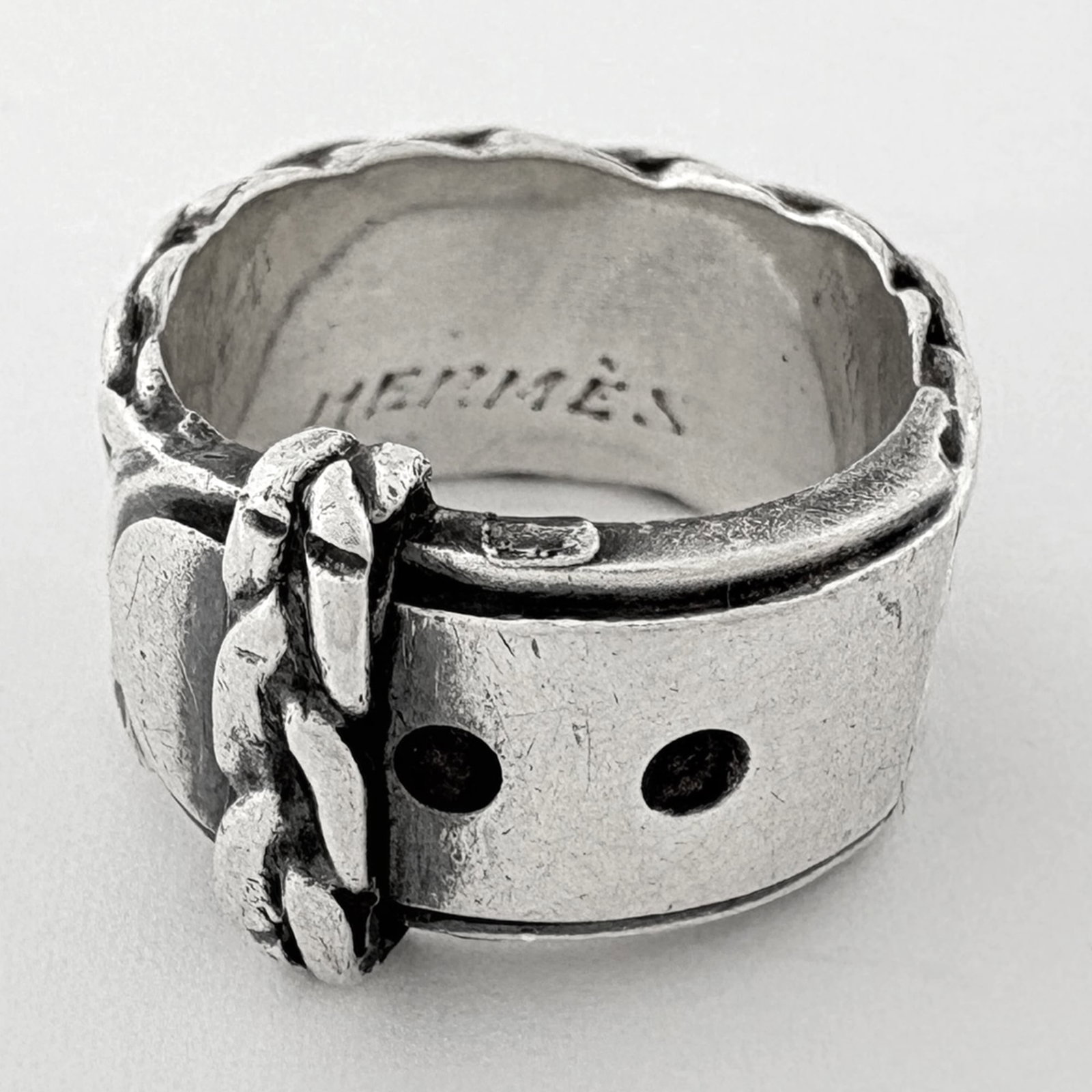 Silver ring band Hermes - 2