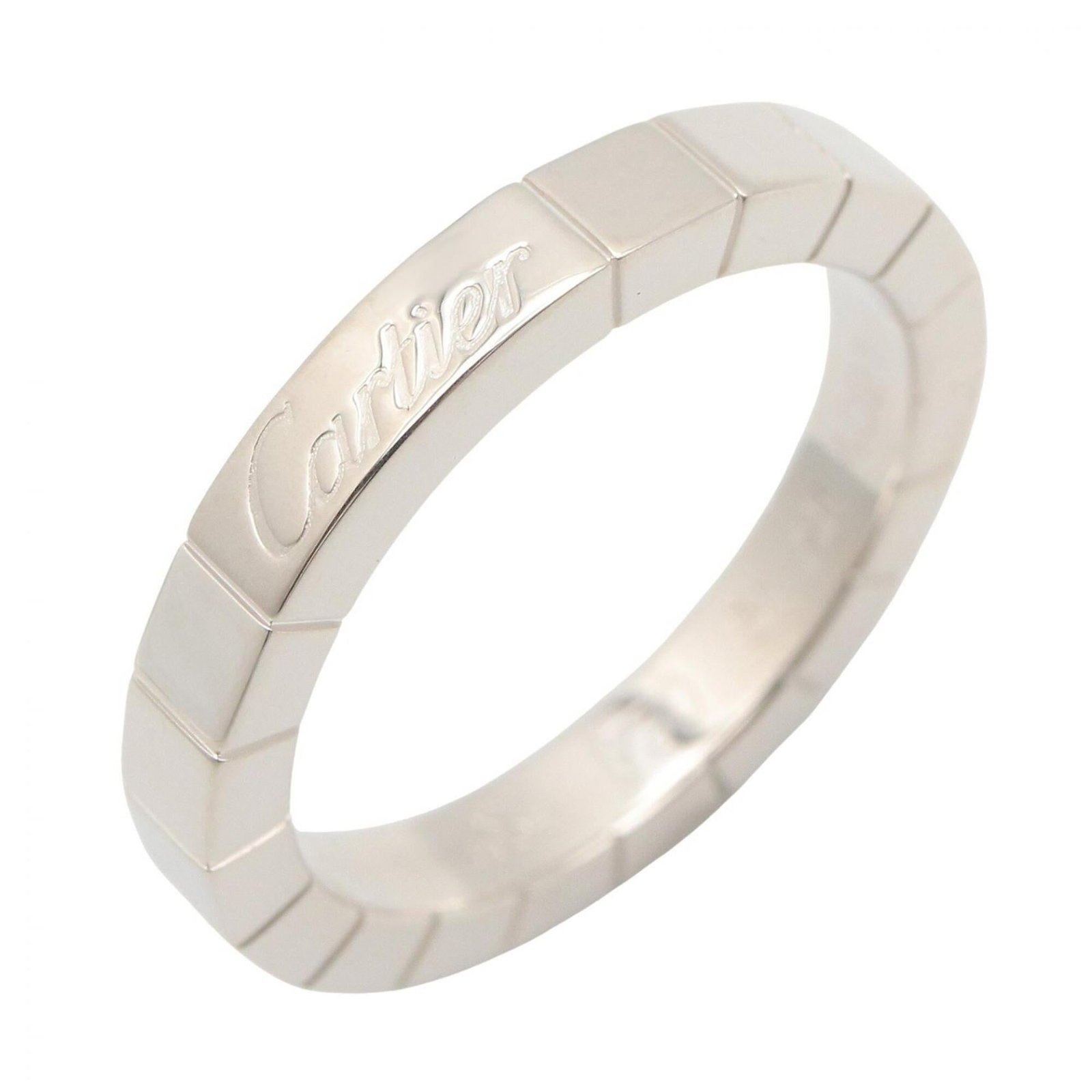 White Gold Band Ring by Cartier 18K: White Gold Band Ring by Cartier 18K Cartier's 18K white gold band ring boasts elegance and sophistication with its sleek design. Made from high-quality white gold, this band ring is a timeless accesso