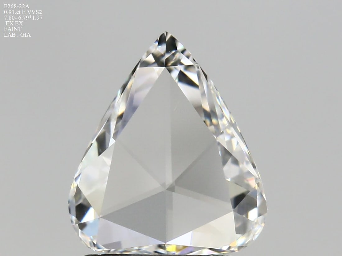 GIA Rose 0.91ct E VVS2 - Loose Natural Diamond: GIA Rose 0.91ct E VVS2 - Loose Natural Diamond 0.91ct GIA VVS2 E Diamond - Natural Beauty Shines ThroughThis exquisite loose diamond boasts exceptional clarity, color, and cut, making it a true gem fo