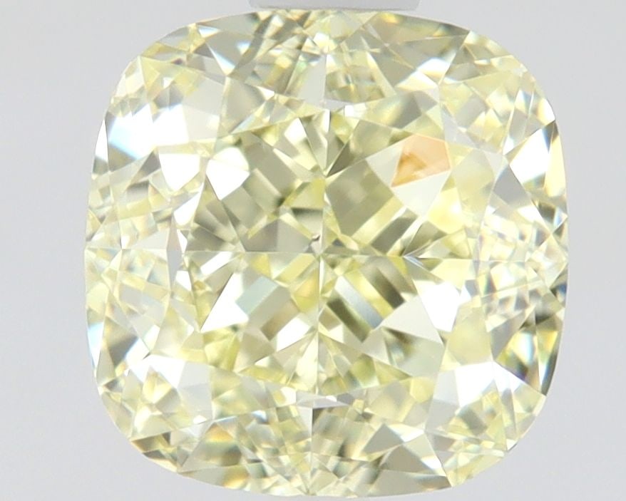 GIA Cushion Brilliant 1.0ct Fancy Light Yellow VVS1 - Loose Natural Diamond: GIA Cushion Brilliant 1.0ct Fancy Light Yellow VVS1 - Loose Natural Diamond GIA-certified, this 1.0ct Fancy Light Yellow VVS1 diamond boasts exceptional clarity and color, with a high level of polish 