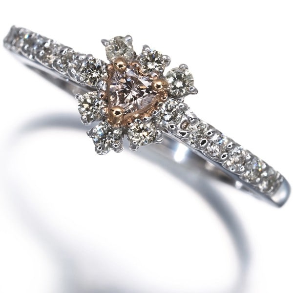 Pink &Clear Diamond 0.076Ct Vs1/ 0.25Ct Heart Shaped Ring 950 Platinum (1 of 6)