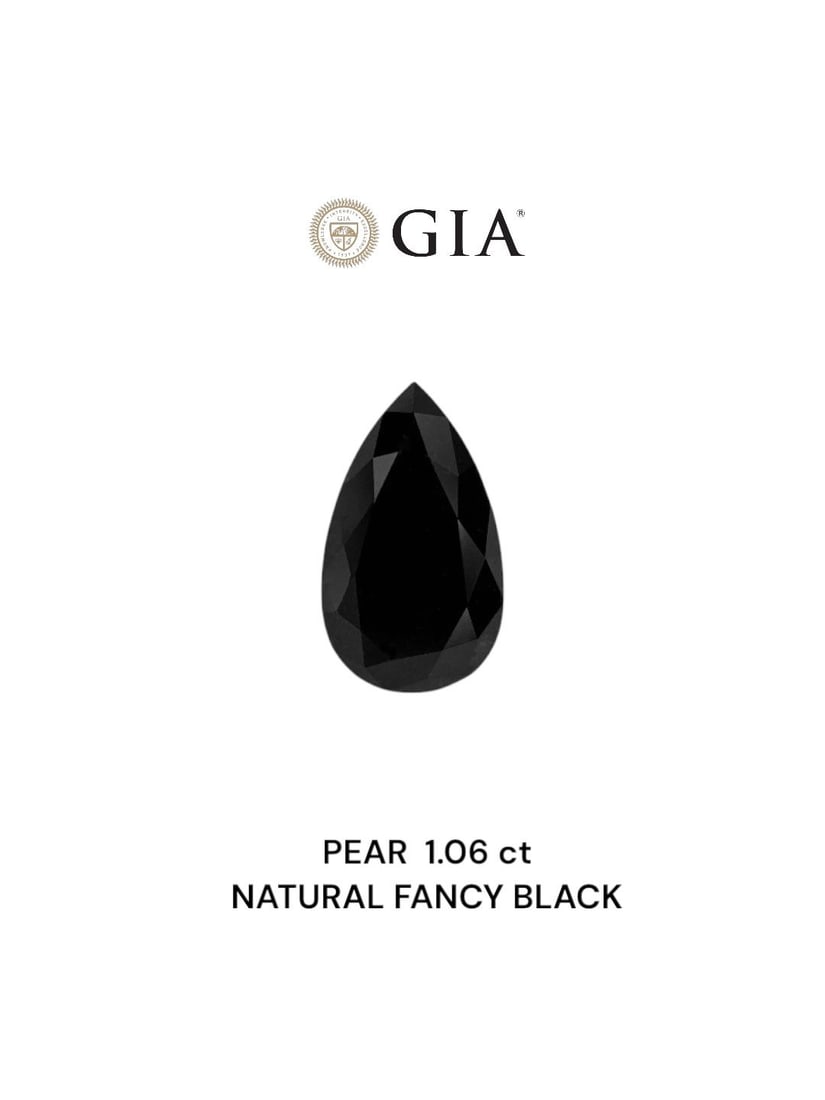 GIA Pear 1.06ct Fancy Black VVS2 - Loose Natural Diamond: GIA Pear 1.06ct Fancy Black VVS2 - Loose Natural Diamond 1.06ct Fancy Black VVS2 - A rare and exceptional natural diamond, certified by the Gemological Institute of America (GIA) as a Fancy Black,