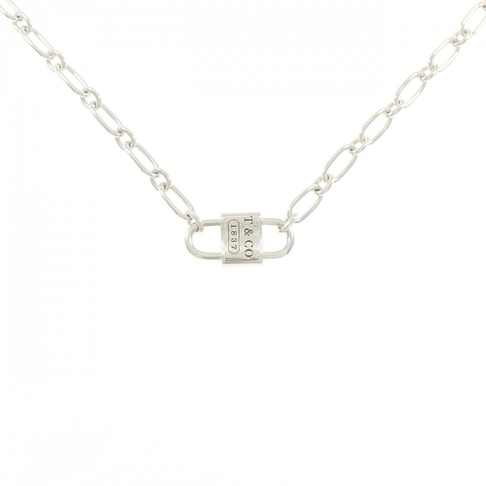 Lock small double necklace Tiffany & Co. 1837: Lock small double necklace Tiffany & Co. 1837 Tiffany & Co. 1837, the iconic luxury brand, is evident in every detail of this stunning silver necklace. The small double pendant measures 9.4mm and feat