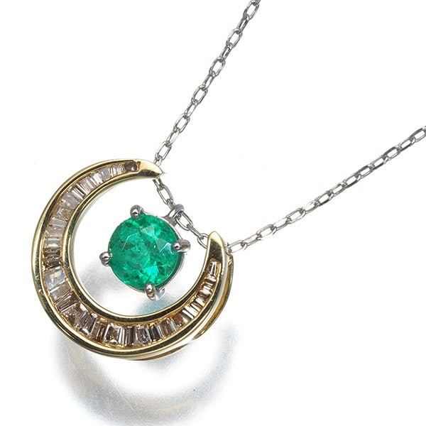 Gstv Necklace Emerald 0.40Ct Diamond 0.18Ct 3Way 18K Yg/ Pt 950: Gstv Necklace Emerald 0.40Ct Diamond 0.18Ct 3Way 18K Yg/ Pt 950 The GSTV Necklace features a stunning 0.40ct natural emerald surrounded by two diamonds, totaling 0.18ct. Set in 18k yellow gold with pl